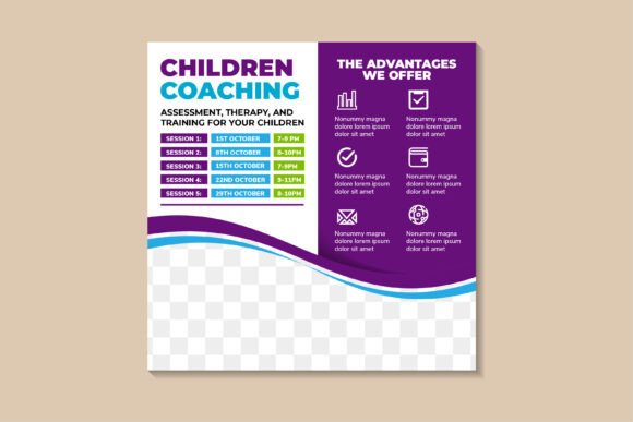 Children Coaching Square Banner Graphics
