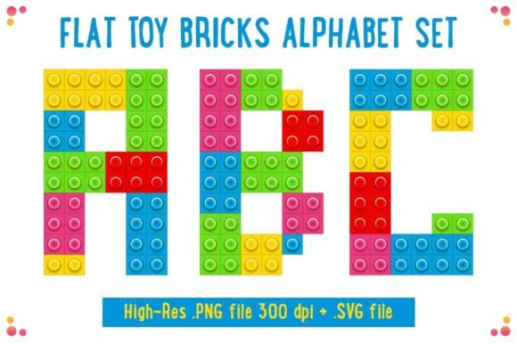 Flat Toy Bricks Alphabet Clipart: Graphics for Crafts & Playful Branding