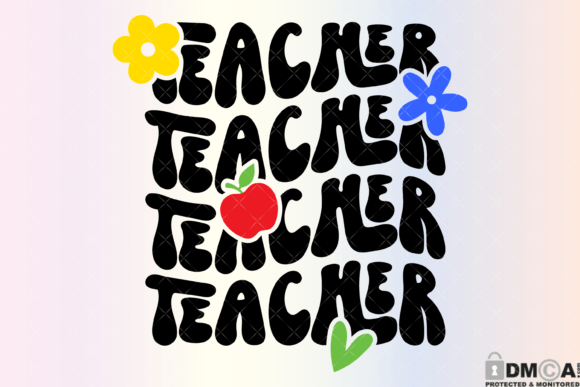 Floral Wavy Teacher Svg Graphics for Print Templates