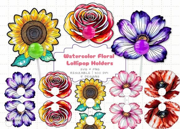 Flower Lollipop Holder Paper Craft: Graphics for Crafts