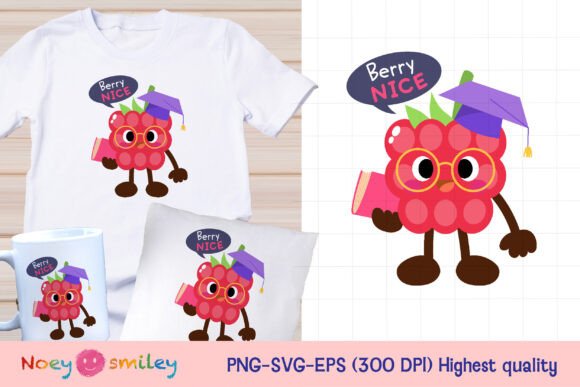 Funny Raspberry Wear Graduation Cap Graphics for T-Shirt Designs