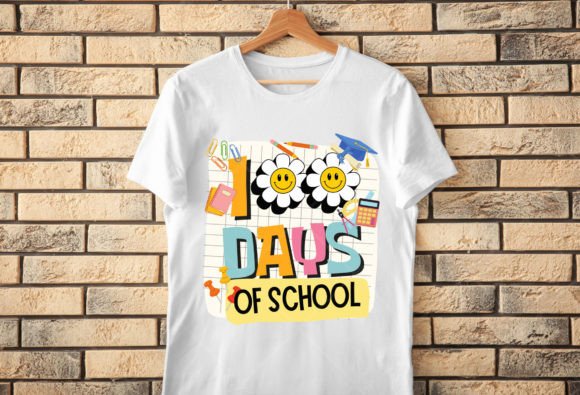 Groovy Happy 100 Days of School Graphics for T-Shirt Designs