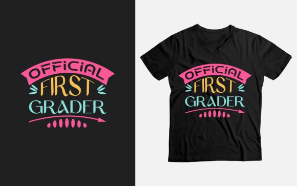 Kids Official First Grader, Girl 1st Graphics & T-Shirt Designs