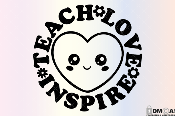 Teach Love Inspire Heart Graphics for Print Templates
