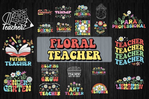 Teacher Floral SVG Bundle: Graphics for T-Shirt Designs & Branding