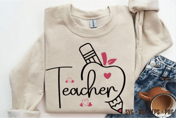 Valentines Teacher SVG & Teach Love PNG: Graphics for T-Shirt Designs